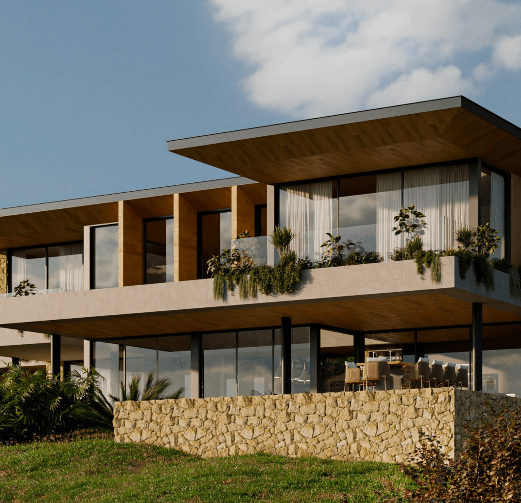 A stylish bedroom with a generous bed and a functional desk, blending comfort and modern design elements seamlessly.